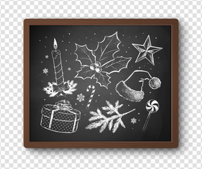 Black and white chalked Christmas set