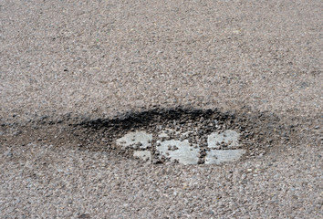 Street with a hole in the asphalt