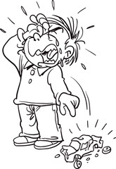 Spoiled boy crying .