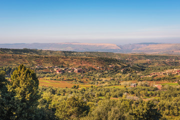 Fototapeta na wymiar View over villages of Tizi N'Tichka pass in the Atlas mountains, Morocco