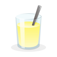 Glass of fresh lemonade with sugar and spoon. Vector illustration