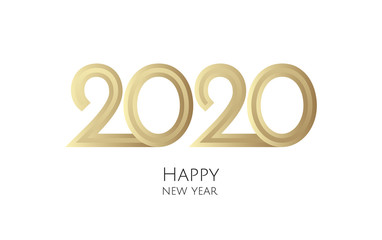 Happy New Year 2020 text design. Brochure design template, card, banner.