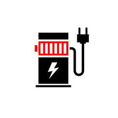 Charging station indicator icon for electric cars on a white background.