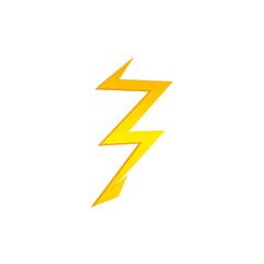 Lighting thunder bolt flash yellow icon set in flat style isolated on white background. Vector illustration eps10