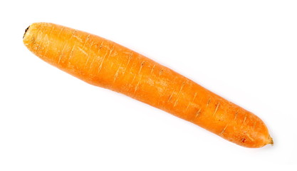 Carrot isolated on white background, top view