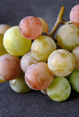 Bunch of Lydia grapes on a dark background closeup. Shallow depth of field