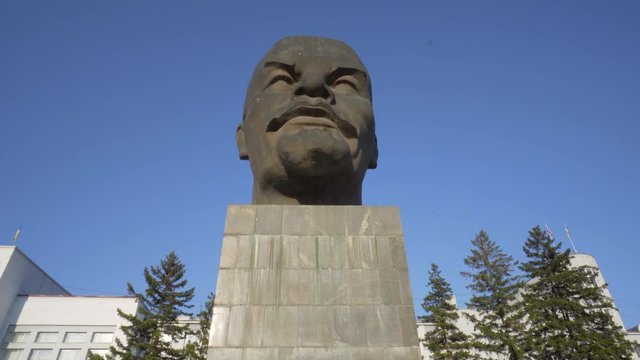 Close-Up: Vladimir Lenin Head Statue - Irkutsk, Russia
