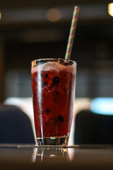 Cold refreshing mockatil in a high glass. Non alcoholic drinks.