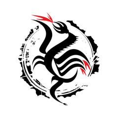 Abstract Tattoo vector design. Dragon.