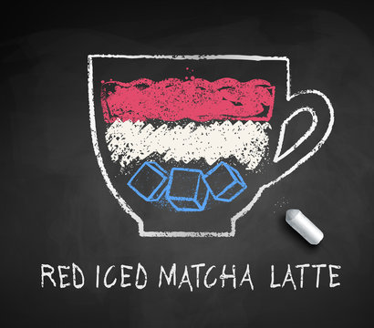 Vector sketch of iced Red Matcha Latte