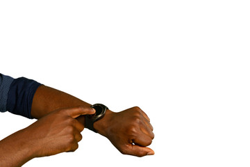 Young man using a smartwatch