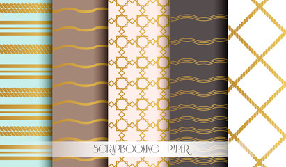 Seamless pattern set in gold for scrapbooking paper. Vintage style vector design templates. Vector - 291918990