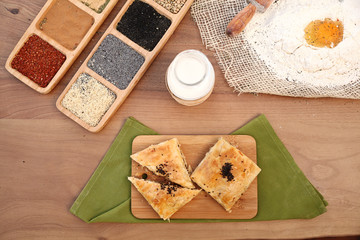 patty with milk and jam