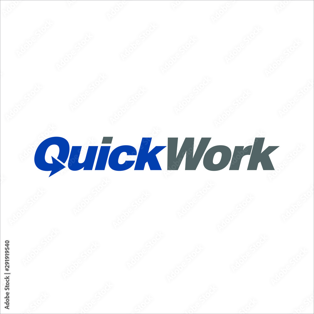 Sticker quick work logo. arrow symbol. icon vector eps 08.