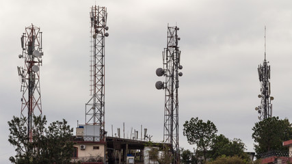 tower with antennas on roof