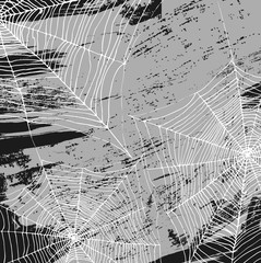 Halloween cobweb on grunge background. Vector cartoon spiderweb scary design texture.