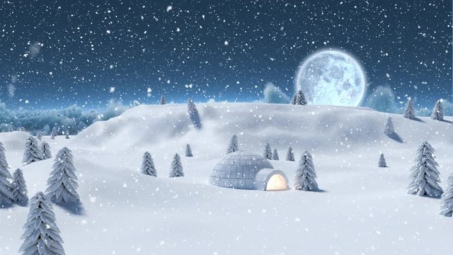 Winter scenery at night