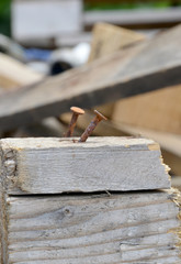 wood and nails on a construction site