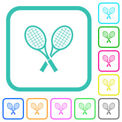 Two tennis rackets vivid colored flat icons