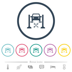 Car service flat color icons in round outlines