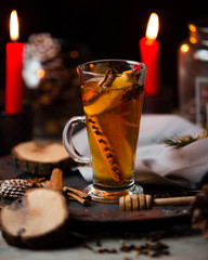 Hot fruit tea with cinnamon