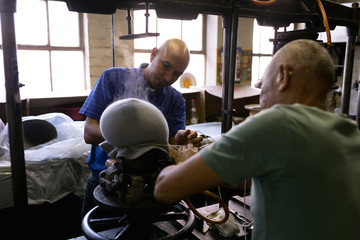 Men working in a hat factory