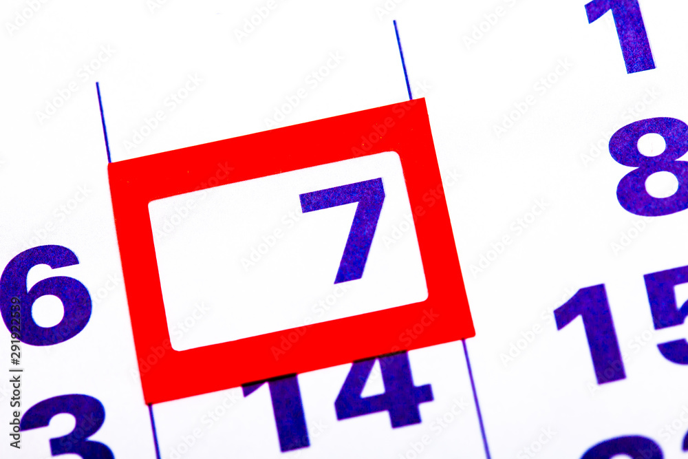 Poster the calendar. number with a red square. organizer