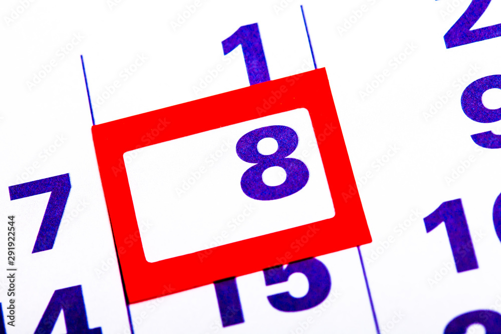 Poster the calendar. number with a red square. organizer