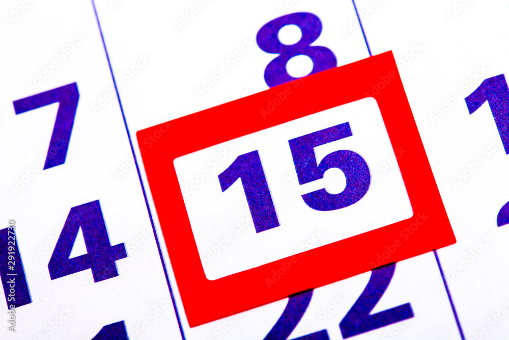 Poster the calendar. number with a red square. organizer
