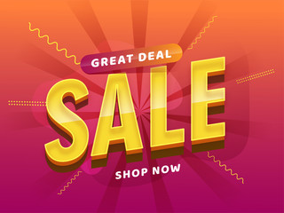 Sale banner or poster design with abstract rays background for Advertising concept.