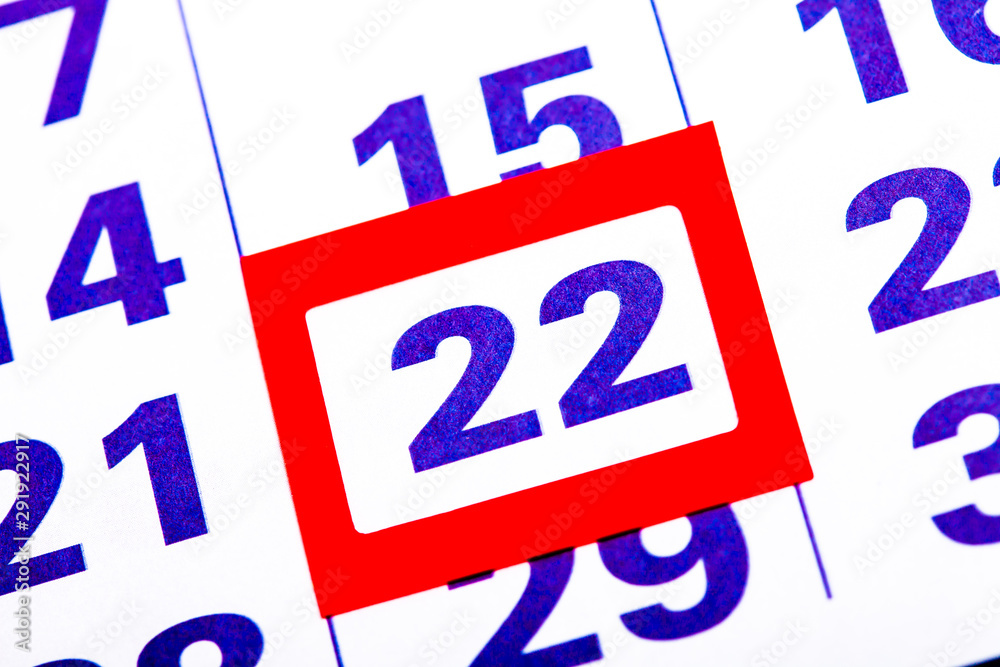 Poster the calendar. number with a red square. organizer