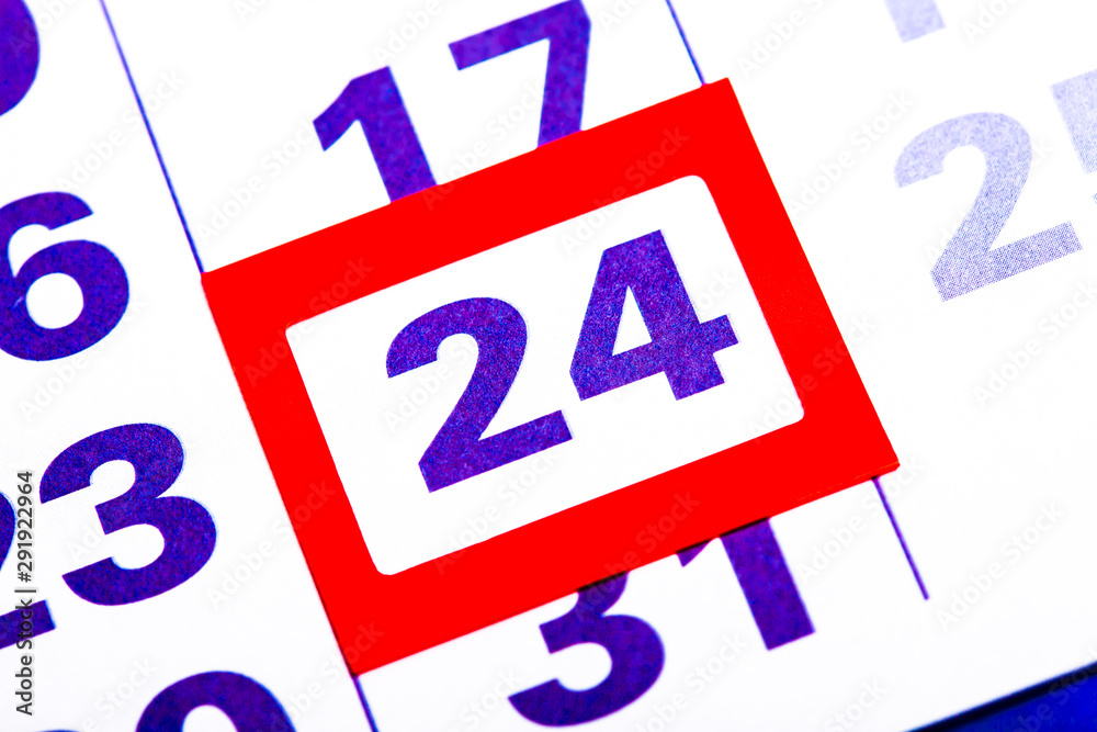Poster the calendar. number with a red square. organizer