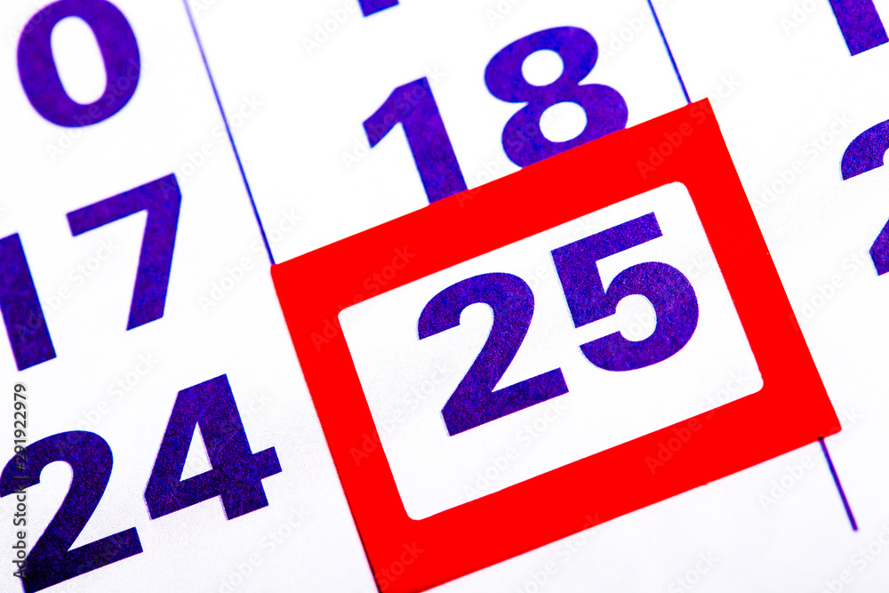 Poster the calendar. number with a red square. organizer