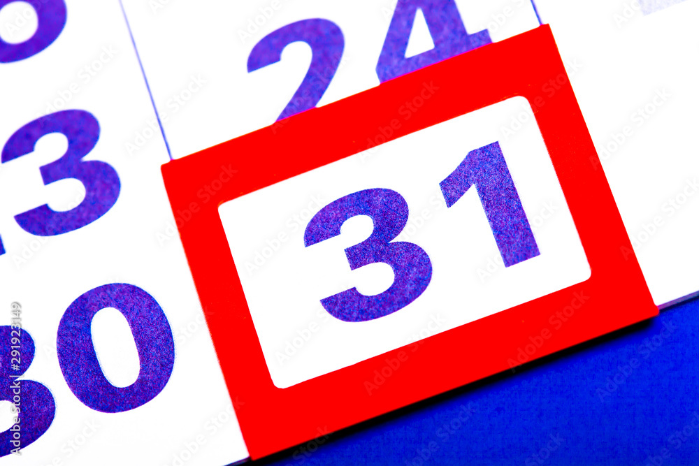 Poster the calendar. number with a red square. organizer