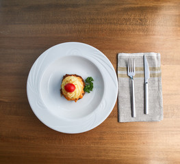 turkish traditional food on the plate with fork and knife