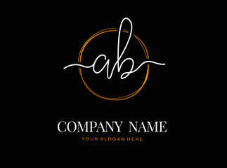 A B AB Initial handwriting logo design with circle. Beautyful design handwritten logo for fashion, team, wedding, luxury logo.