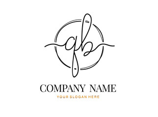 Q B QB Initial handwriting logo design with circle. Beautyful design handwritten logo for fashion, team, wedding, luxury logo.