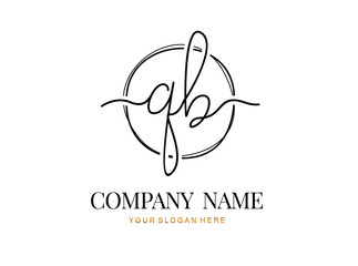 Obraz premium Q B QB Initial handwriting logo design with circle. Beautyful design handwritten logo for fashion, team, wedding, luxury logo.