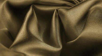 Draped satin fabric, olive color , background