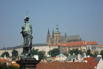 Fototapeta na wymiar Statue in Charles Bridge, in Prague