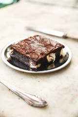 piece of chocolate cake brownie