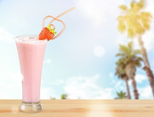 Glass of delicious strawberry cocktail isolated on white background
