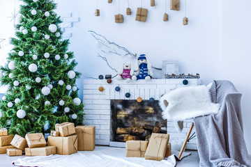 Interior of beautiful room with Christmas decorations