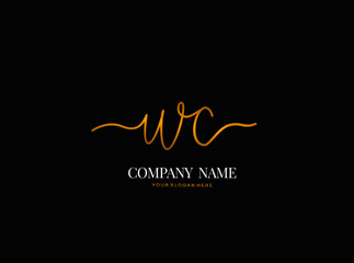 W C WC Initial handwriting logo design with circle. Beautyful design handwritten logo for fashion, team, wedding, luxury logo.