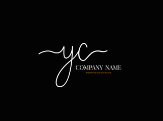 Y C YC Initial handwriting logo design with circle. Beautyful design handwritten logo for fashion, team, wedding, luxury logo.