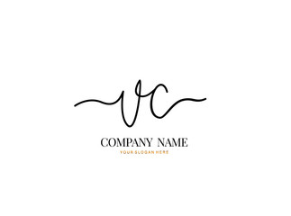V C VC Initial handwriting logo design with circle. Beautyful design handwritten logo for fashion, team, wedding, luxury logo.