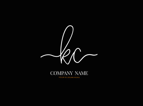 K C KC Initial handwriting logo design with circle. Beautyful design handwritten logo for fashion, team, wedding, luxury logo.
