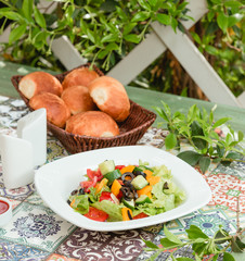 Fresh vegetable salad in the table