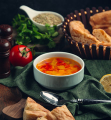 Vegetable soup on the table