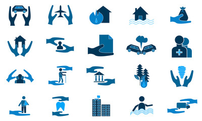 Insurance icon set in thin line style vector image